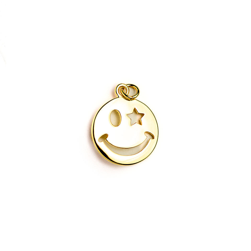 Large Gold Smiley Face Charm