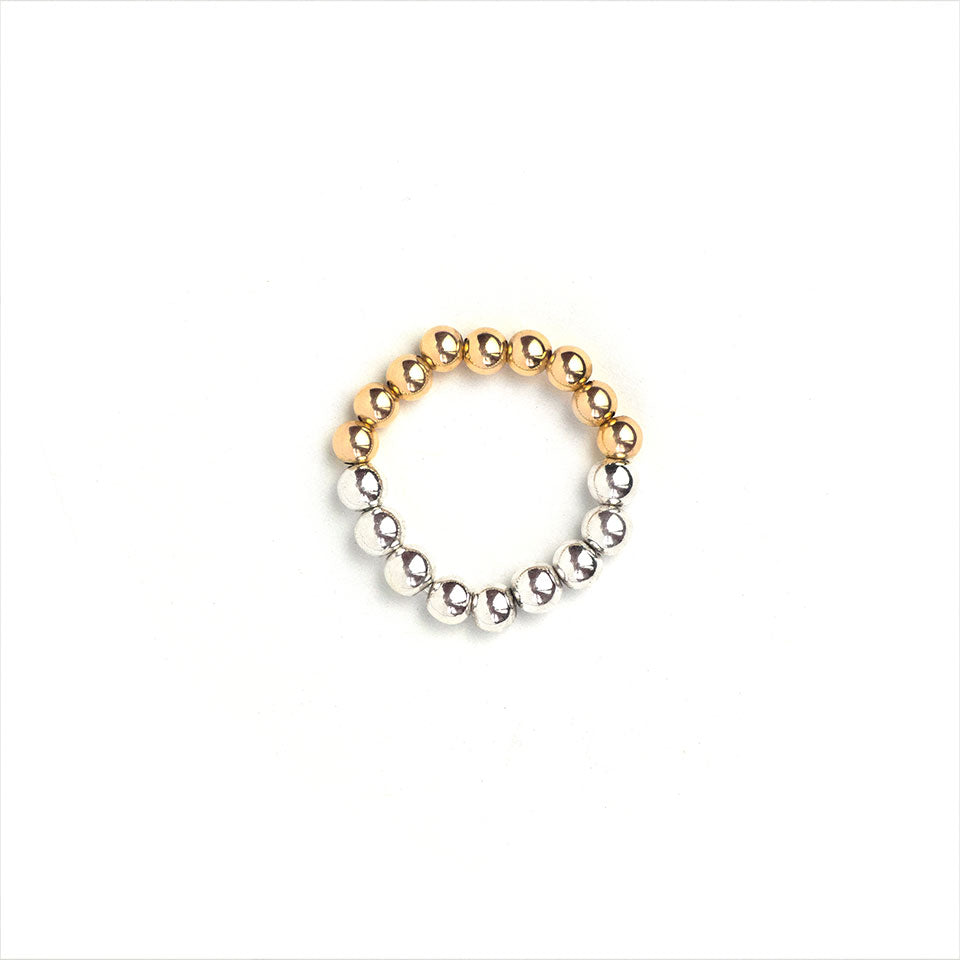 Gold Silver Beaded Ring