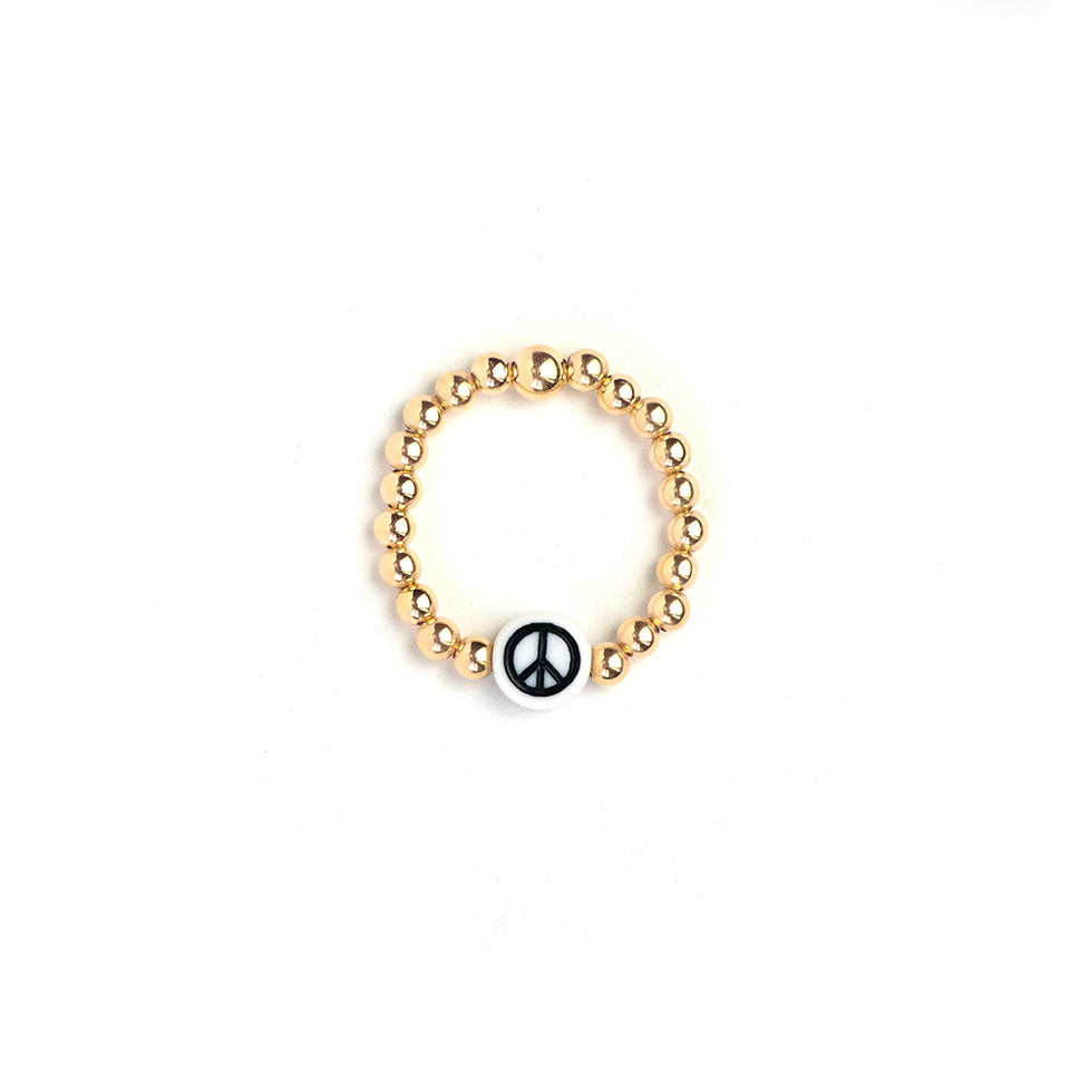 Gold Peace Beaded Ring