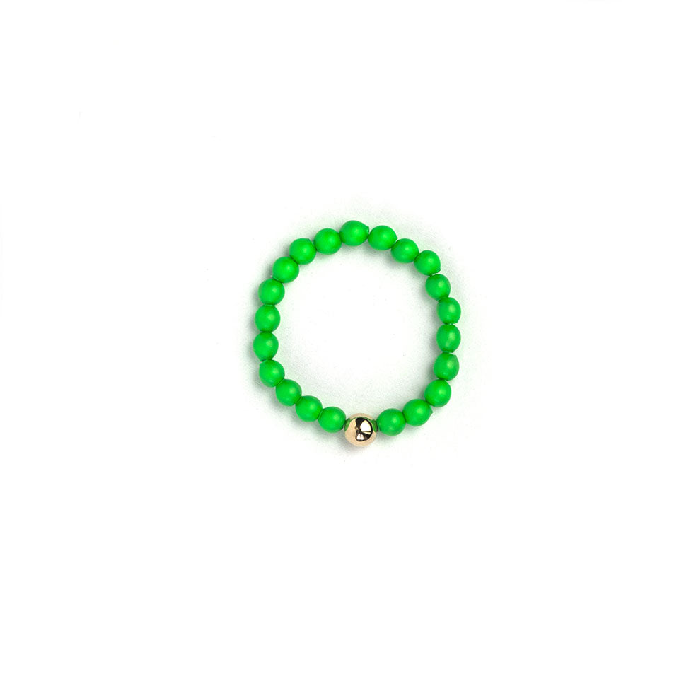 Neon Green Beaded Ring
