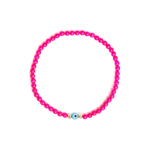 Neon Pink with Evil Eye Bracelet