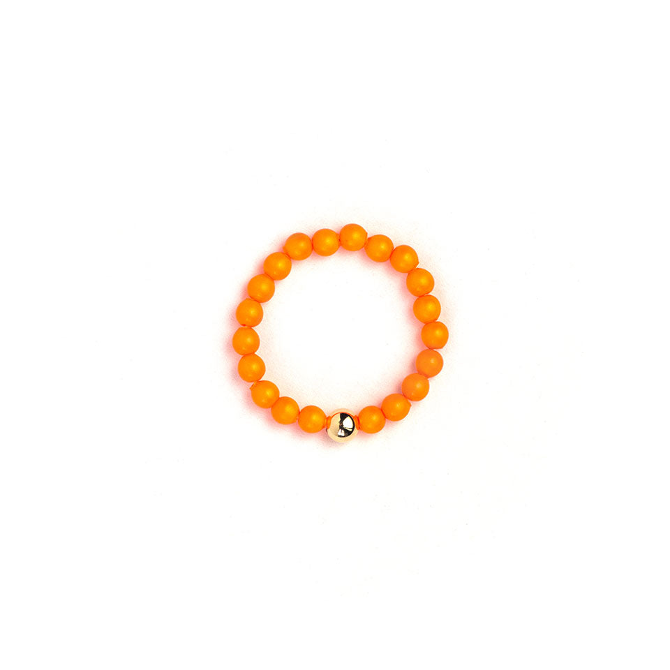 Neon Orange Beaded Ring