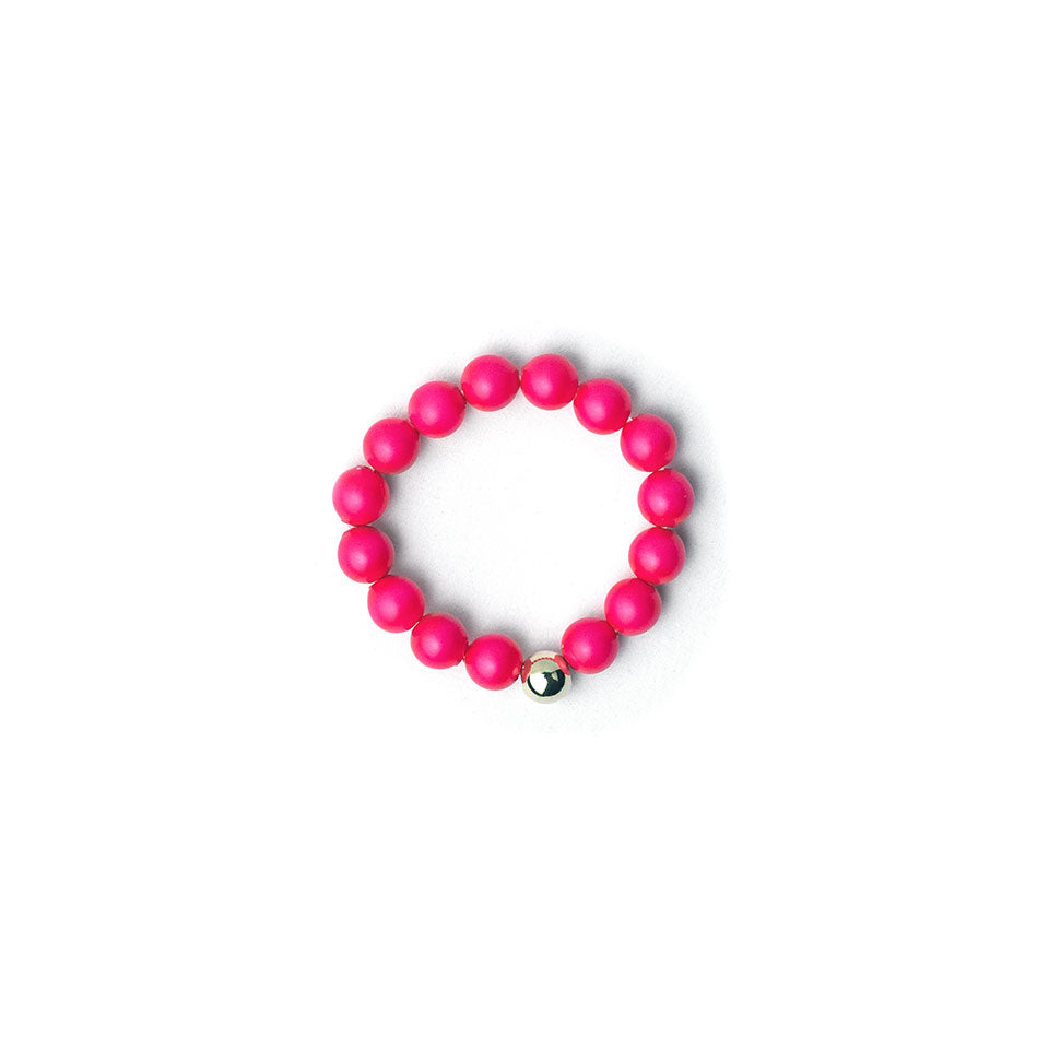 Neon Pink Beaded Ring