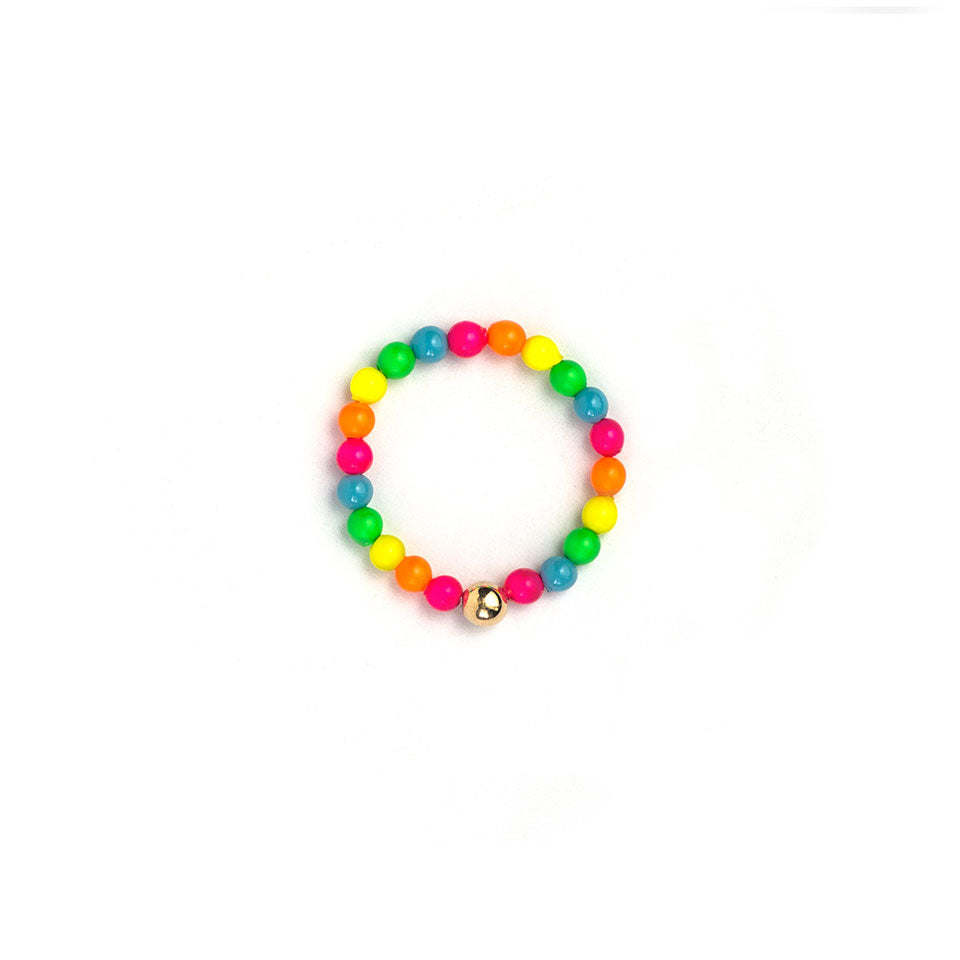 Neon Rainbow Beaded Ring