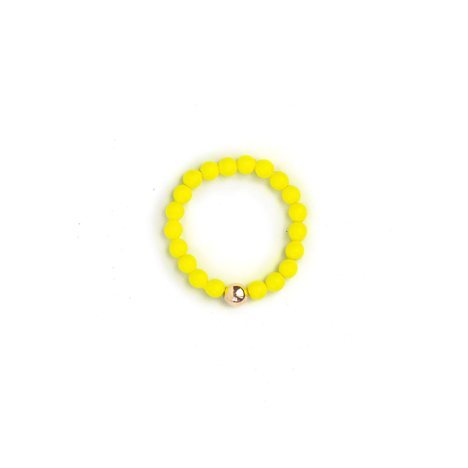 Neon Yellow Beaded Ring